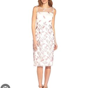 Stunning Adrianna Papell Embroidered Leaves Dress Size 6